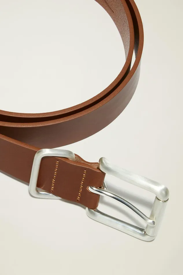 Men Belts Bonobos Leather Jeans Belt Light Brown With Brushed Nickel