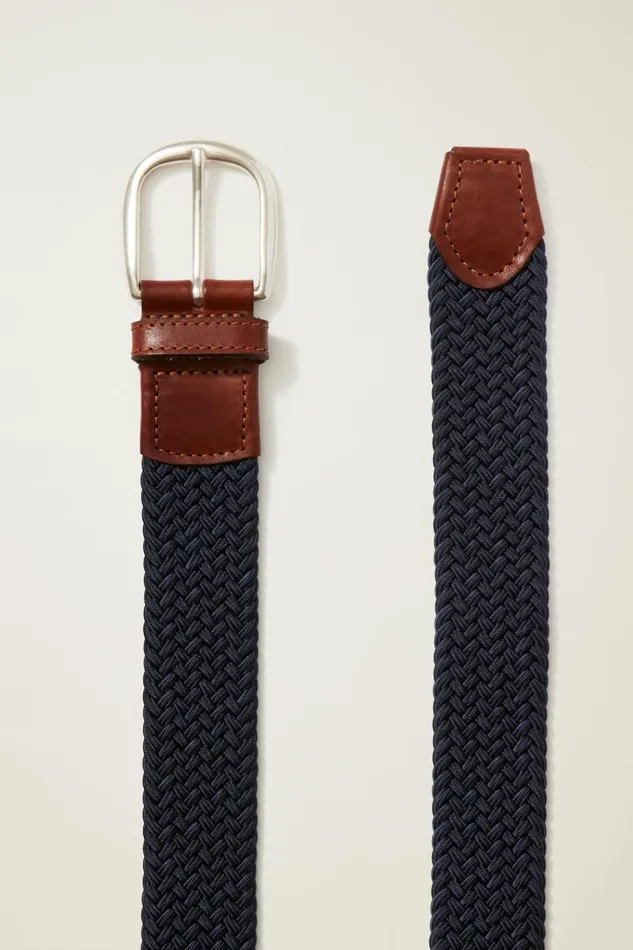 Men Belts Bonobos The Clubhouse Stretch Belt Extended Sizes Navy With Brown Men Belts Bonobos The Clubhouse Stretch Belt Extended Sizes Navy With Brown