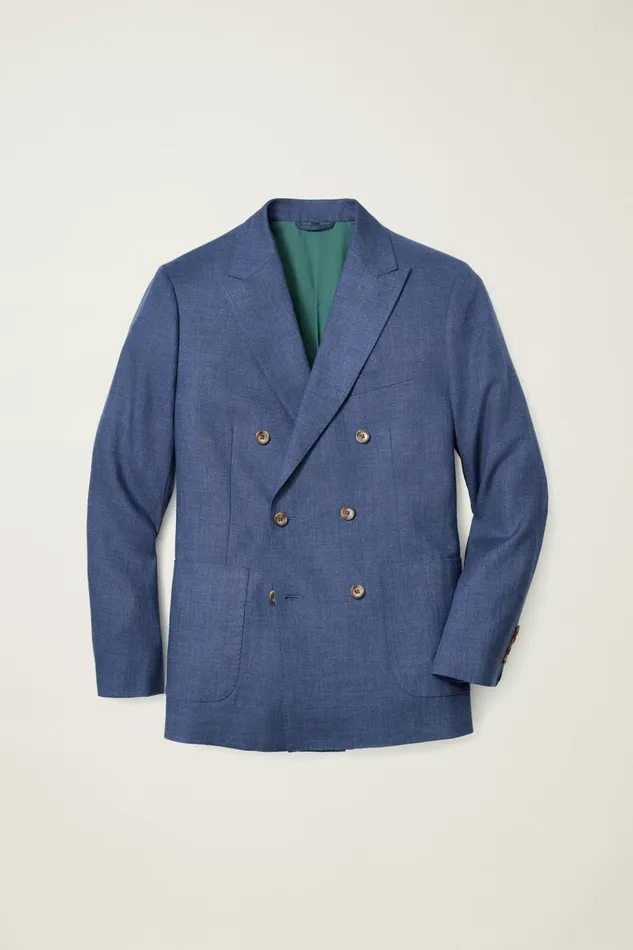 Men Blazers and Sport Coats Bonobos Jetsetter Italian Linen Double Breasted Blazer Bright Navy