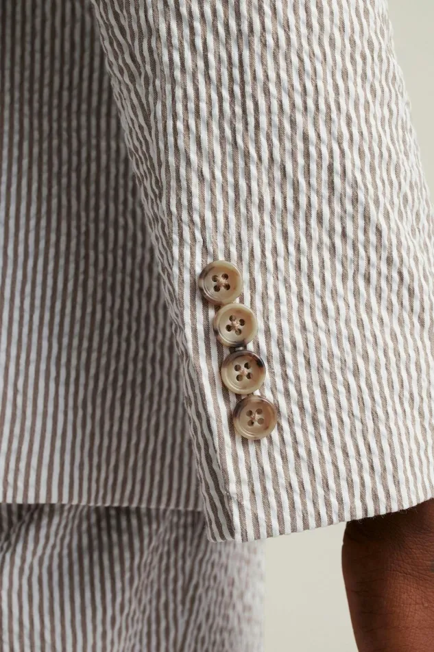 Men Blazers and Sport Coats Bonobos Jetsetter Italian Seersucker Blazer Khaki And White Stripe