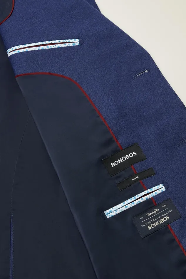Men Blazers and Sport Coats Bonobos Jetsetter Italian Wool Blazer Bright Navy Sharkskin