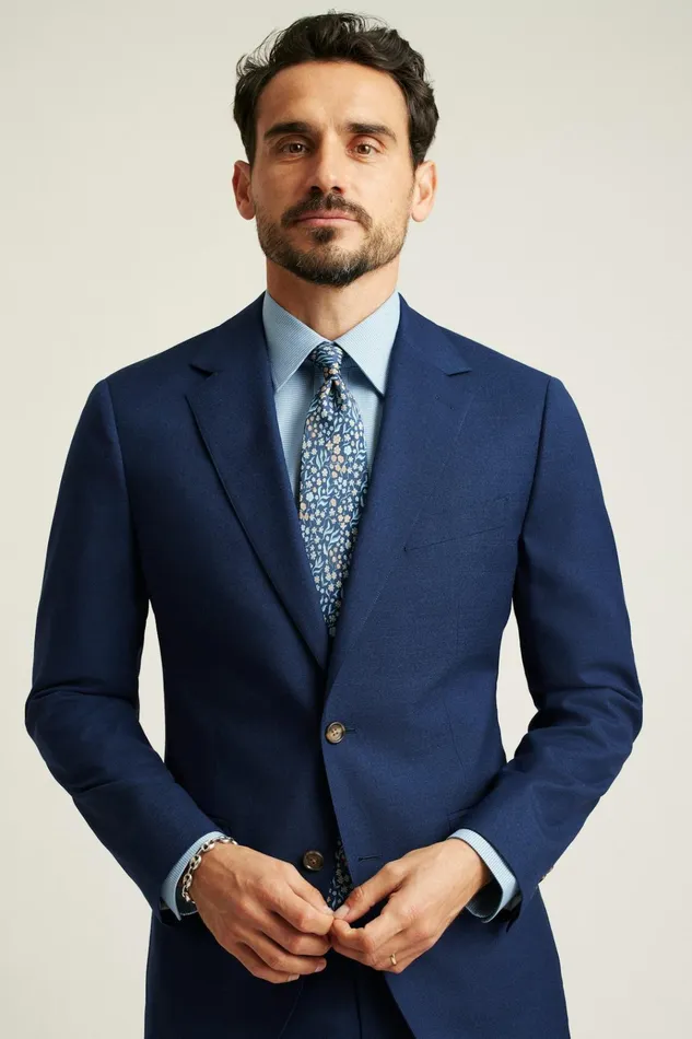 Men Blazers and Sport Coats Bonobos Jetsetter Italian Wool Blazer Bright Navy Sharkskin