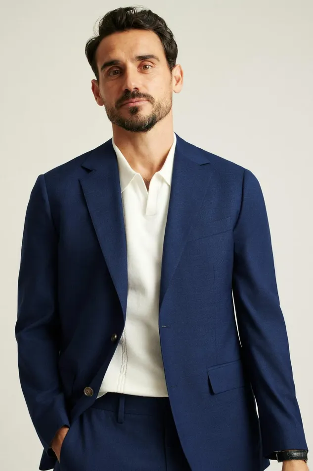 Men Blazers and Sport Coats Bonobos Jetsetter Italian Wool Blazer Bright Navy Sharkskin