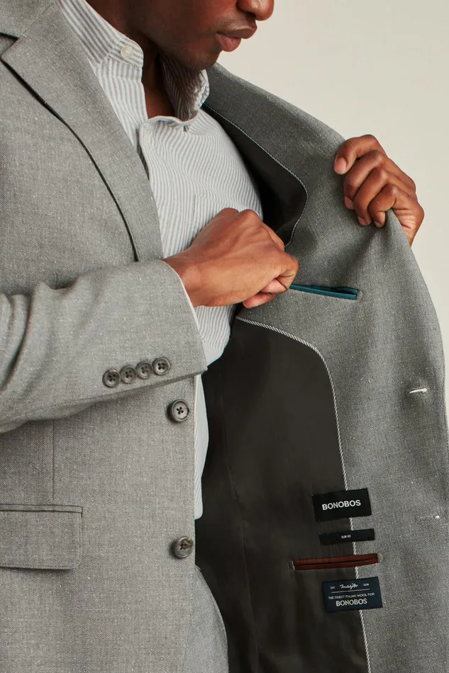 Men Blazers and Sport Coats Bonobos Jetsetter Italian Wool Blazer Grey Mini Herringbone