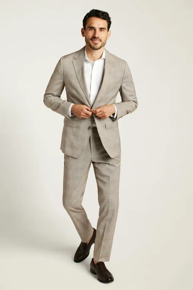 Men Blazers and Sport Coats Bonobos Jetsetter Italian Wool Blazer Tan Plaid