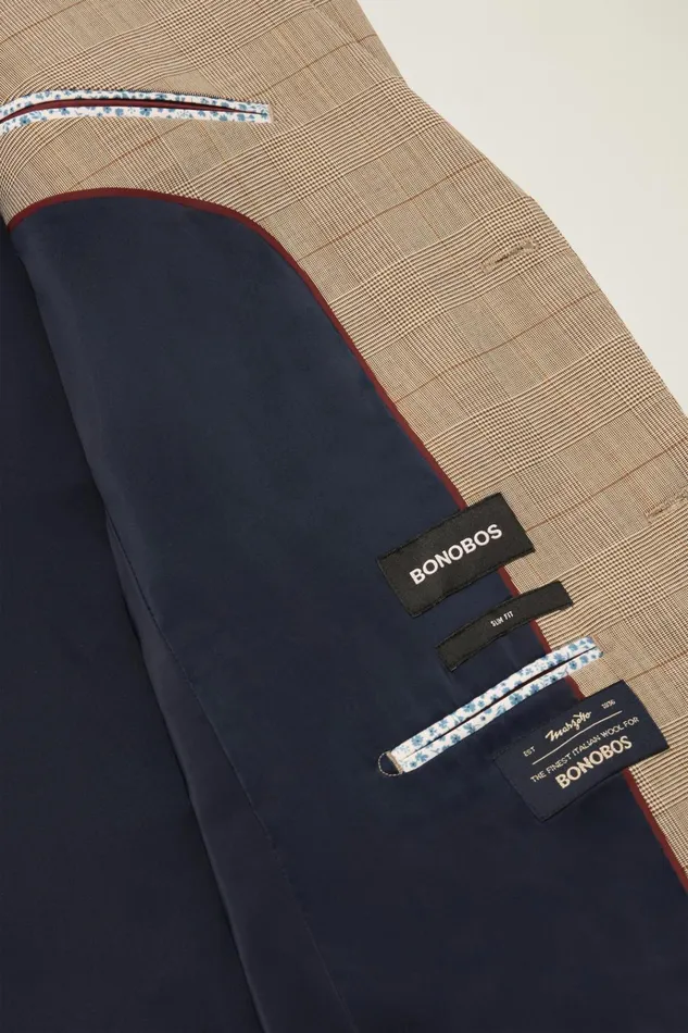 Men Blazers and Sport Coats Bonobos Jetsetter Italian Wool Blazer Tan Plaid