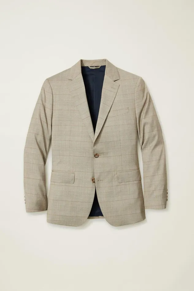 Men Blazers and Sport Coats Bonobos Jetsetter Italian Wool Blazer Tan Plaid