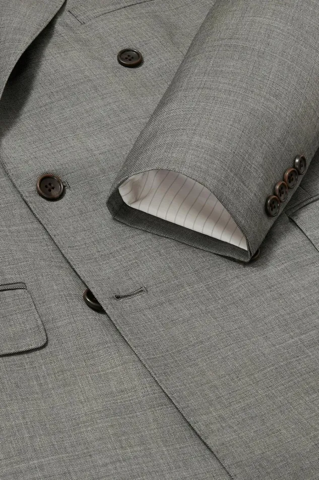 Men Blazers and Sport Coats Bonobos Jetsetter Italian Wool Double Breasted Blazer Grey Sharkskin
