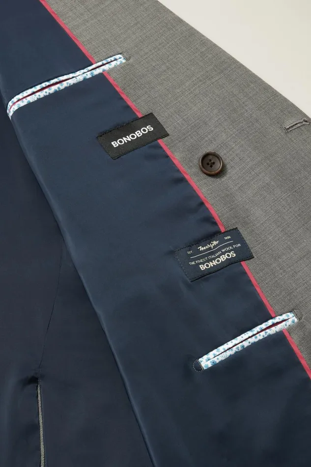 Men Blazers and Sport Coats Bonobos Jetsetter Italian Wool Double Breasted Blazer Grey Sharkskin