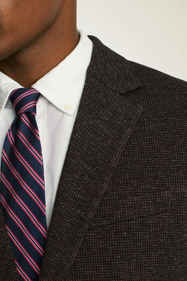 Men Blazers and Sport Coats Bonobos Jetsetter Knit Blazer Burgundy Houndstooth