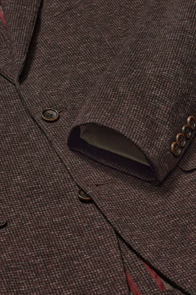 Men Blazers and Sport Coats Bonobos Jetsetter Knit Blazer Burgundy Houndstooth