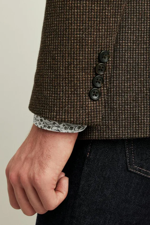Men Blazers and Sport Coats Bonobos Jetsetter Knit Blazer Chocolate Brown Houndstooth