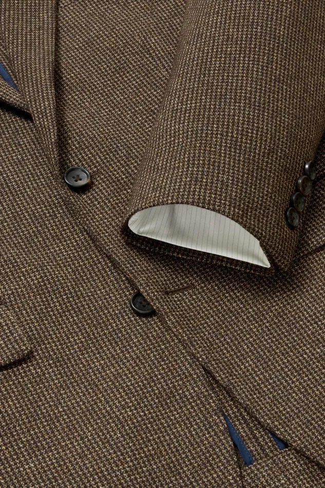 Men Blazers and Sport Coats Bonobos Jetsetter Knit Blazer Chocolate Brown Houndstooth