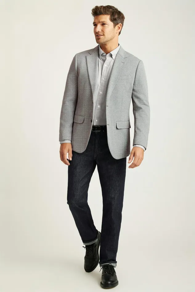 Men Blazers and Sport Coats Bonobos Jetsetter Knit Blazer Light Grey