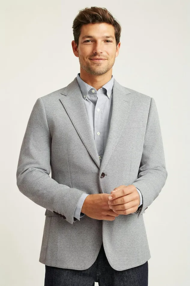 Men Blazers and Sport Coats Bonobos Jetsetter Knit Blazer Light Grey