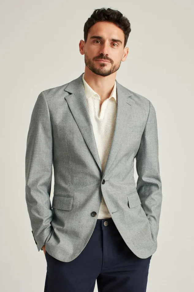 Men Blazers and Sport Coats Bonobos Jetsetter Stretch Italian Wool Blazer Grey Chalkstripe
