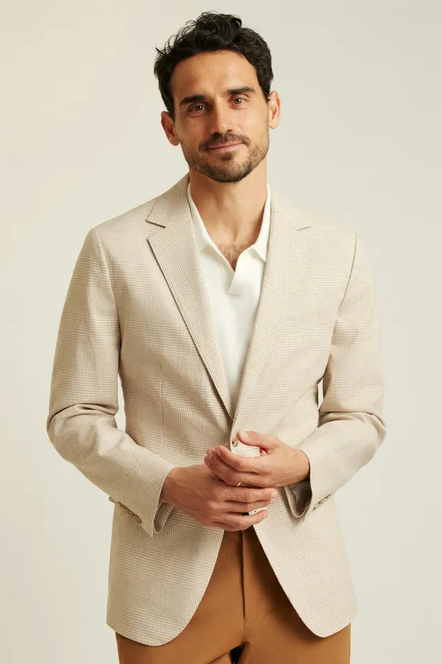 Men Blazers and Sport Coats Bonobos Jetsetter Unconstructed Blazer Light Sand Check
