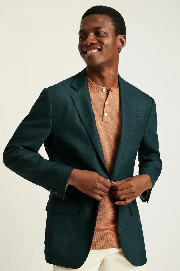 Men Blazers and Sport Coats Bonobos Jetsetter Unconstructed Blazer Mineral Green Plaid