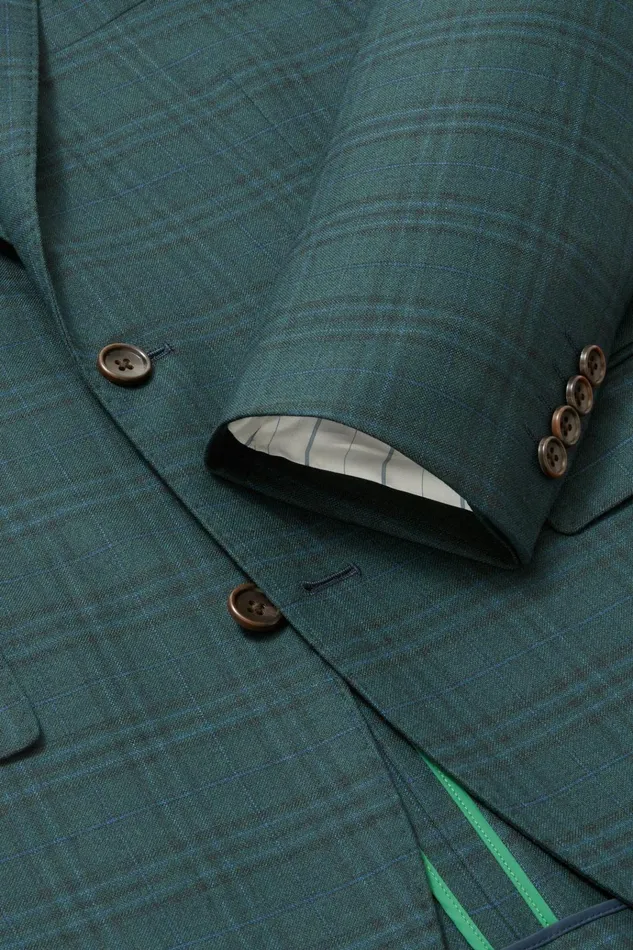 Men Blazers and Sport Coats Bonobos Jetsetter Unconstructed Blazer Mineral Green Plaid