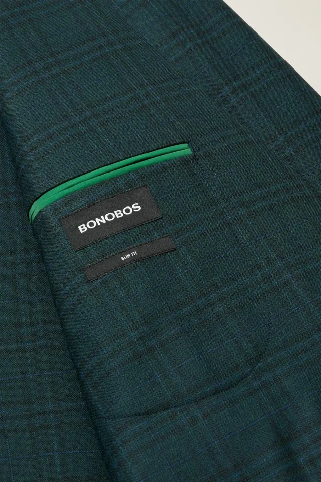 Men Blazers and Sport Coats Bonobos Jetsetter Unconstructed Blazer Mineral Green Plaid