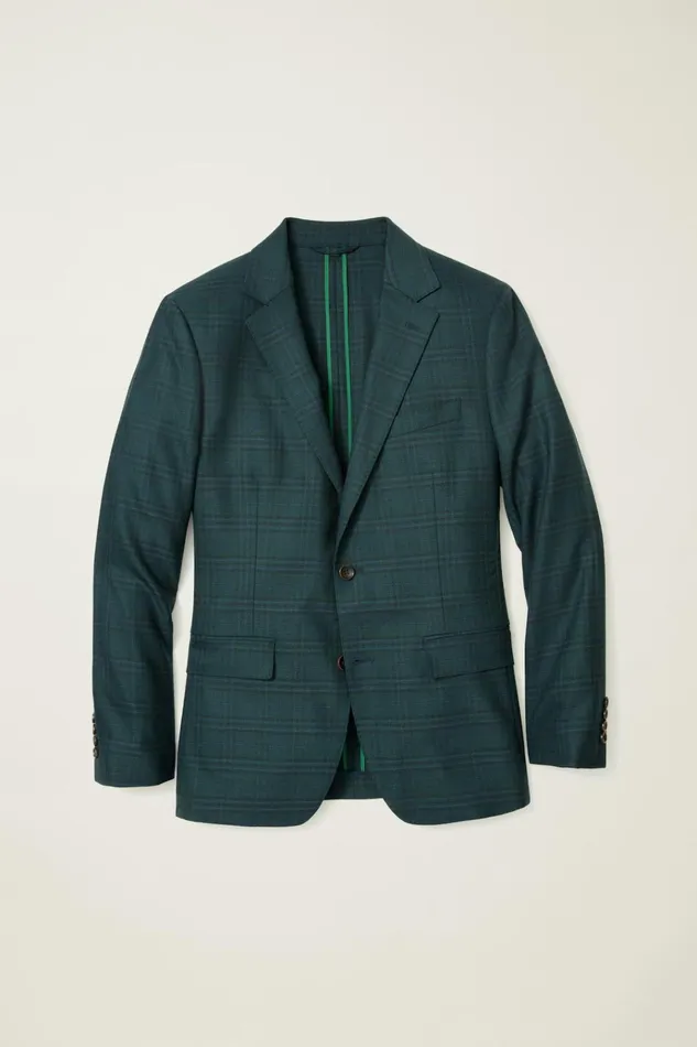 Men Blazers and Sport Coats Bonobos Jetsetter Unconstructed Blazer Mineral Green Plaid