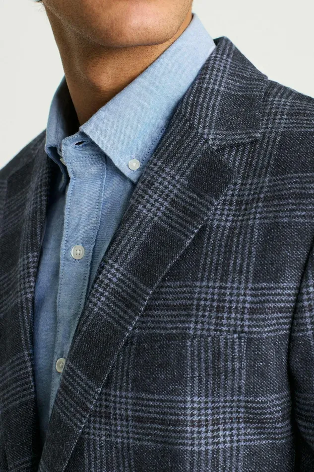 Men Blazers and Sport Coats Bonobos Jetsetter Unconstructed Blazer Navy Glen Check