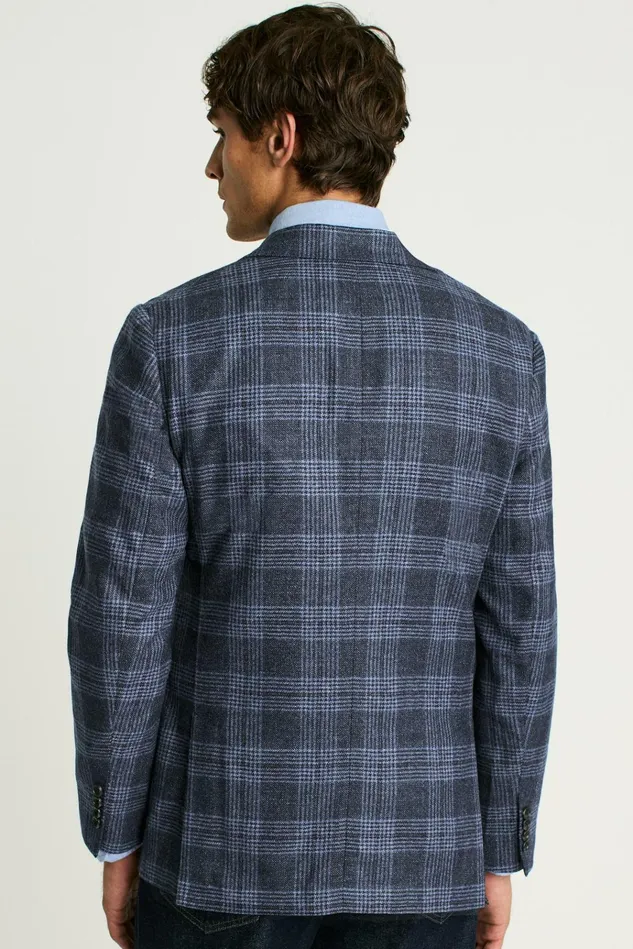 Men Blazers and Sport Coats Bonobos Jetsetter Unconstructed Blazer Navy Glen Check