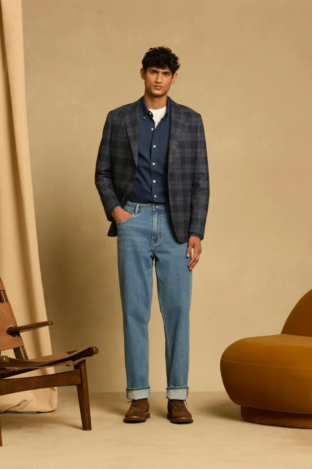 Men Blazers and Sport Coats Bonobos Jetsetter Unconstructed Blazer Navy Glen Check