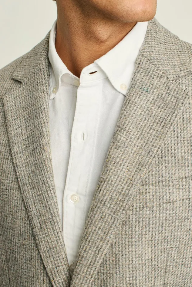Men Blazers and Sport Coats Bonobos Jetsetter Unconstructed Blazer Oatmeal Gray Houndstooth