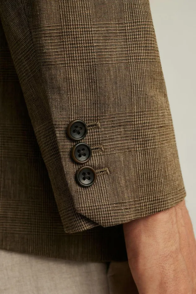 Men Blazers and Sport Coats Bonobos Jetsetter Unconstructed Double Breasted Blazer Brown Glen Check