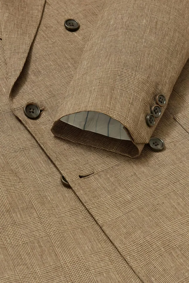 Men Blazers and Sport Coats Bonobos Jetsetter Unconstructed Double Breasted Blazer Brown Glen Check