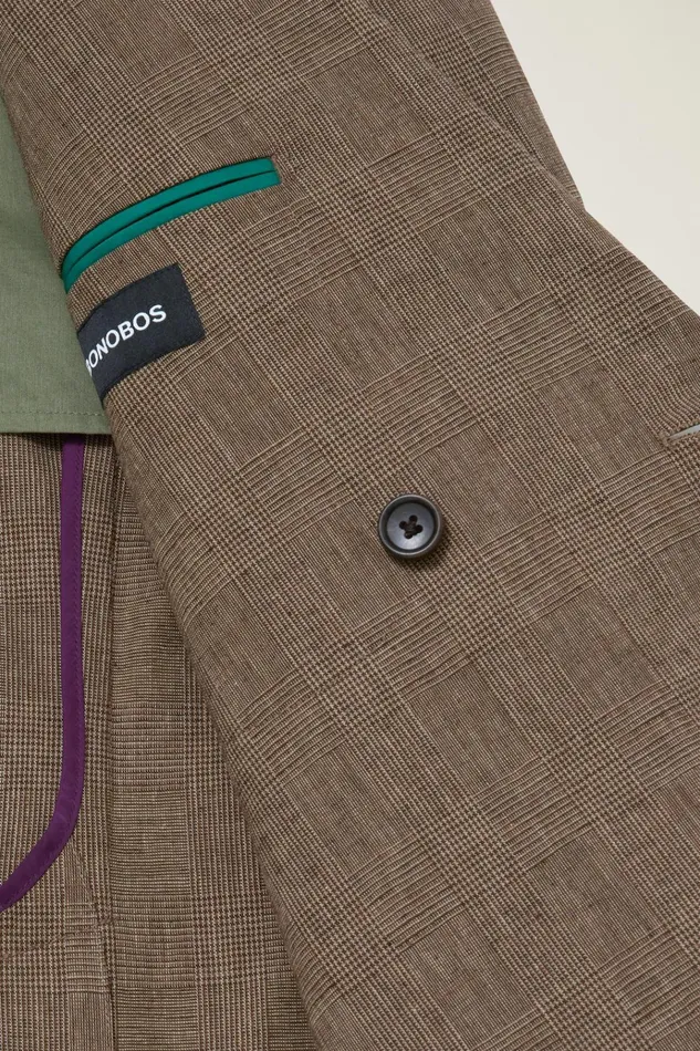 Men Blazers and Sport Coats Bonobos Jetsetter Unconstructed Double Breasted Blazer Brown Glen Check