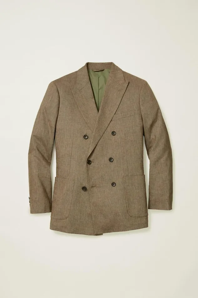 Men Blazers and Sport Coats Bonobos Jetsetter Unconstructed Double Breasted Blazer Brown Glen Check
