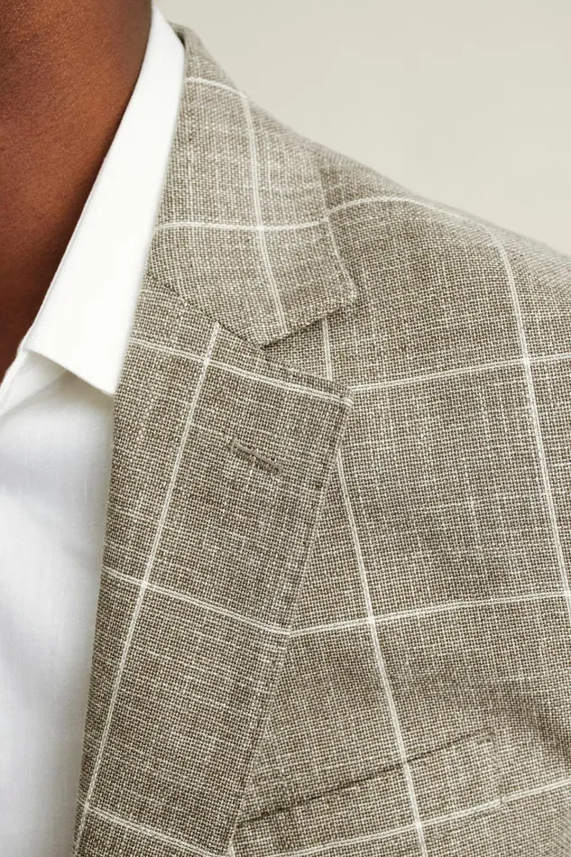 Men Blazers and Sport Coats Bonobos Jetsetter Unconstructed Italian Blazer Khaki Windowpane