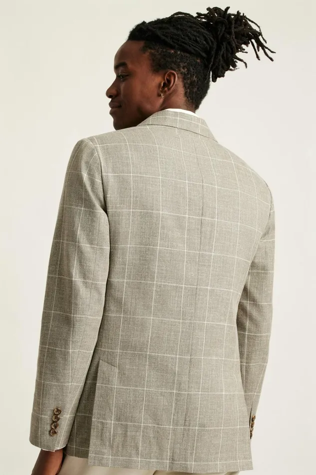 Men Blazers and Sport Coats Bonobos Jetsetter Unconstructed Italian Blazer Khaki Windowpane