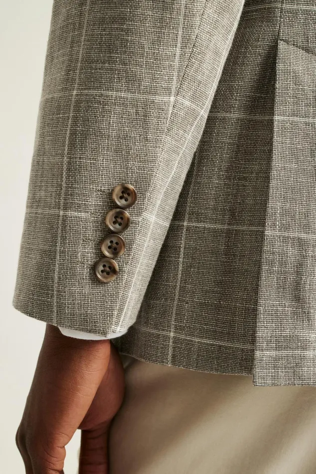 Men Blazers and Sport Coats Bonobos Jetsetter Unconstructed Italian Blazer Khaki Windowpane