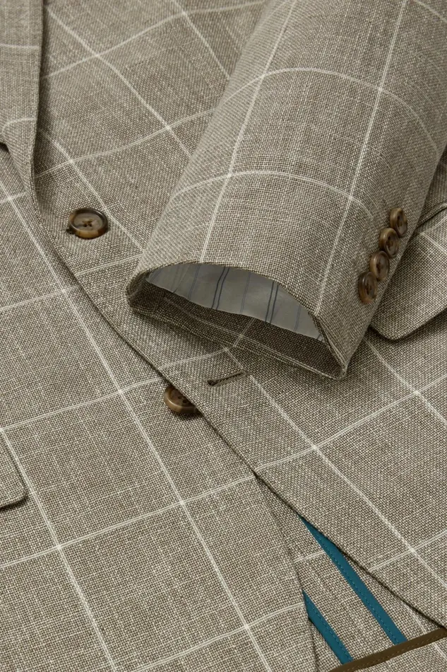 Men Blazers and Sport Coats Bonobos Jetsetter Unconstructed Italian Blazer Khaki Windowpane