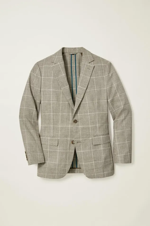 Men Blazers and Sport Coats Bonobos Jetsetter Unconstructed Italian Blazer Khaki Windowpane