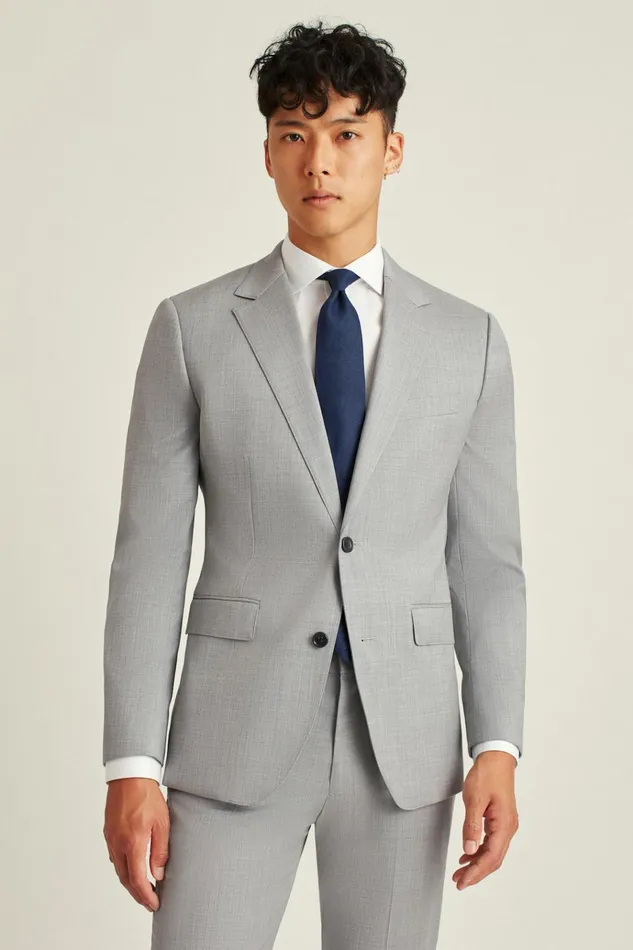 Men Blazers and Sport Coats Bonobos Jetsetter Wool Blazer Light Grey
