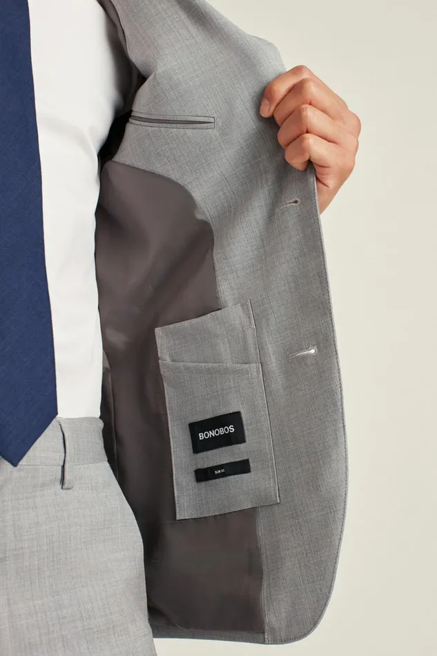 Men Blazers and Sport Coats Bonobos Jetsetter Wool Blazer Light Grey