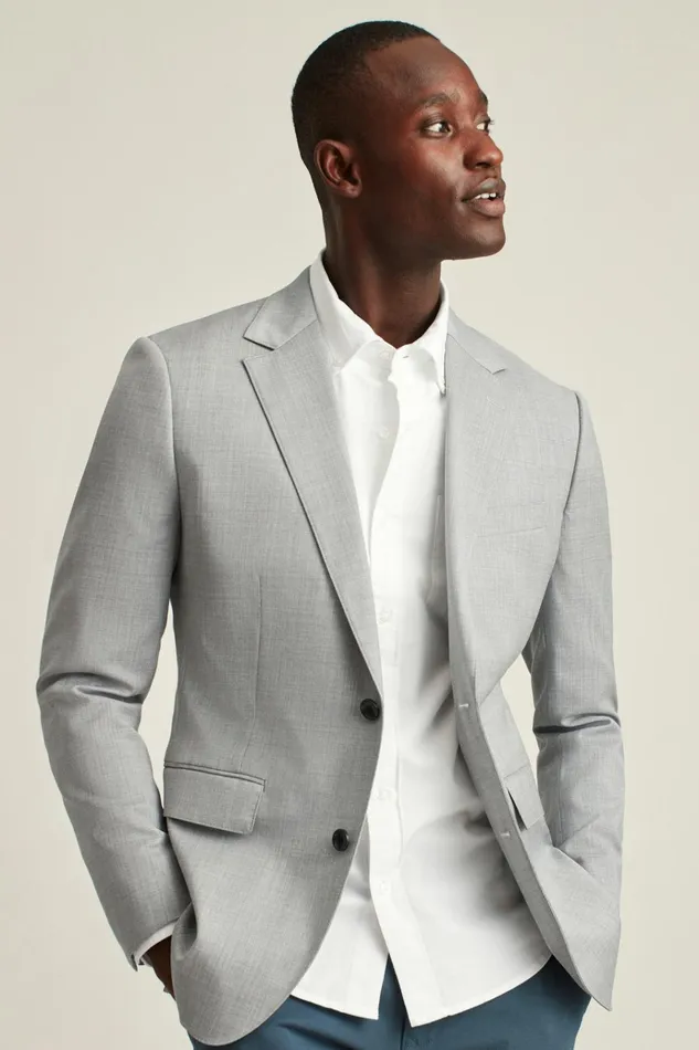 Men Blazers and Sport Coats Bonobos Jetsetter Wool Blazer Light Grey