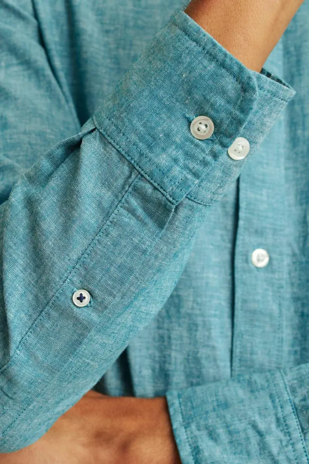 Men Business Casual Shirts Bonobos Easy Linen Shirt Blue Lagoon
