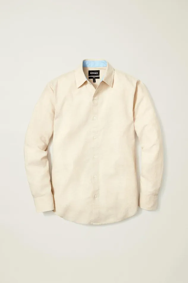 Men Business Casual Shirts Bonobos Easy Linen Shirt Khaki