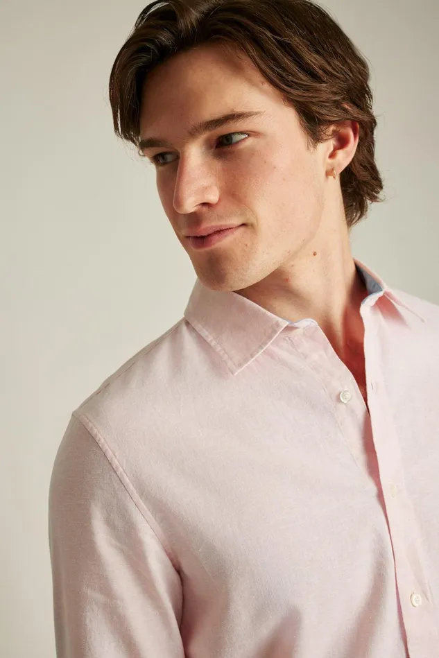 Men Business Casual Shirts Bonobos Easy Linen Shirt Light Pink