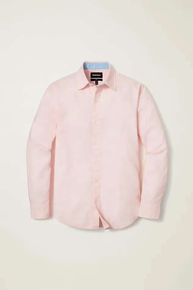 Men Business Casual Shirts Bonobos Easy Linen Shirt Light Pink