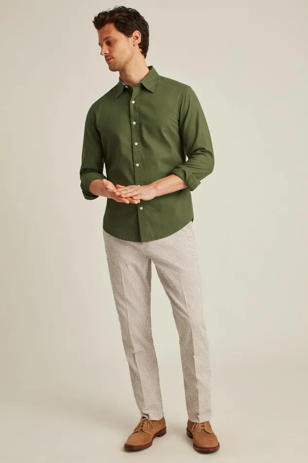 Men Business Casual Shirts Bonobos Easy Linen Shirt Olive Slub