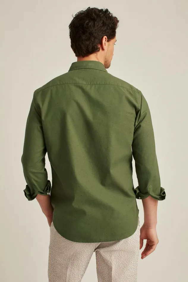 Men Business Casual Shirts Bonobos Easy Linen Shirt Olive Slub