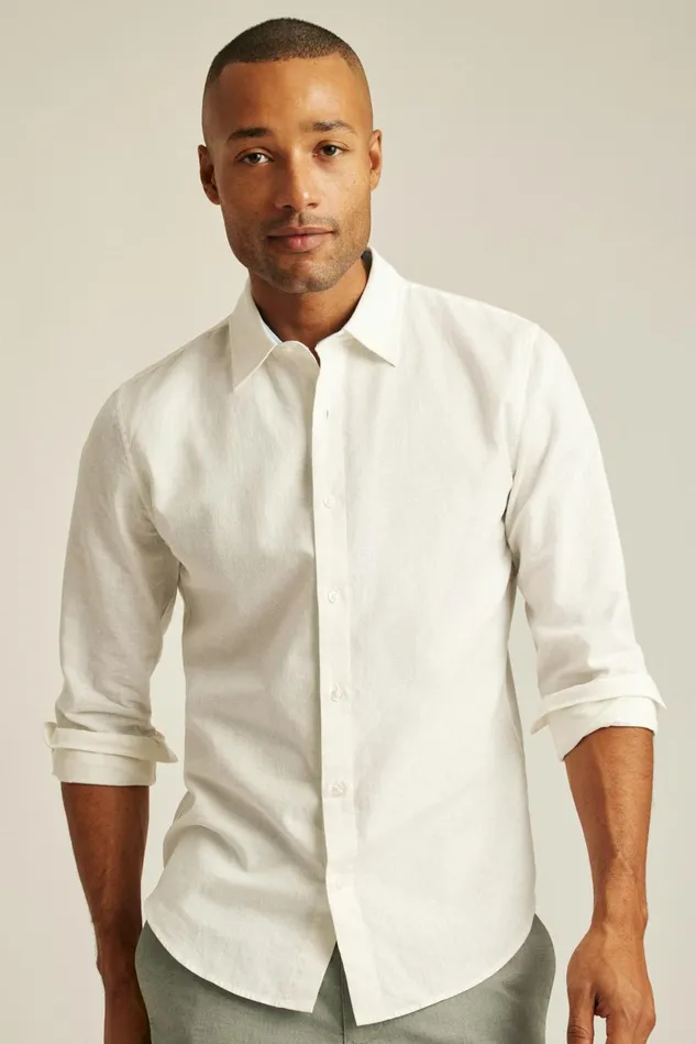 Men Business Casual Shirts Bonobos Easy Linen Shirt White