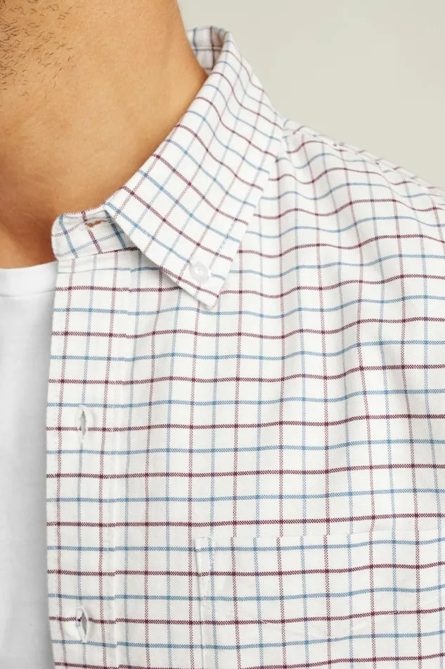 Men Business Casual Shirts Bonobos Everyday Oxford Shirt Blue Burgundy Tattersal
