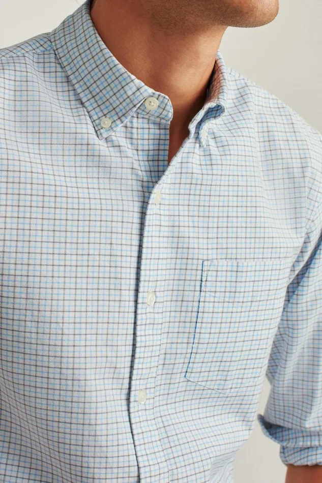Men Business Casual Shirts Bonobos Everyday Oxford Shirt Blue Nickel Check